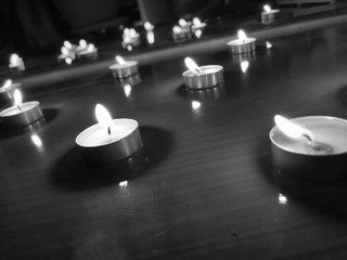 Nice background with candle lights on the floor