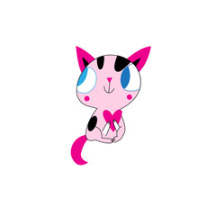 Cute funny cat in love on white background