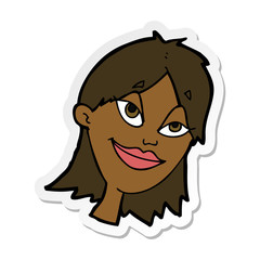 sticker of a cartoon happy woman