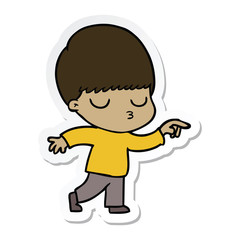 sticker of a cartoon calm boy