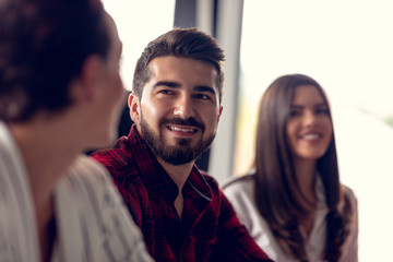 Start Up Team Of Freelancers In The Office Planning