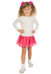 Naklejka premium Little funny girl isolated