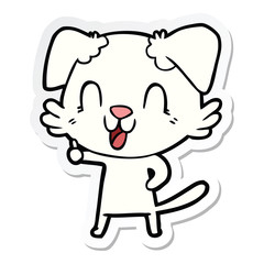 sticker of a laughing cartoon dog
