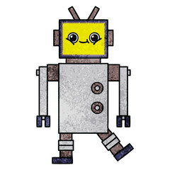 retro grunge texture cartoon robot