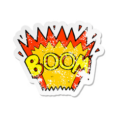 retro distressed sticker of a cartoon comic book explosion