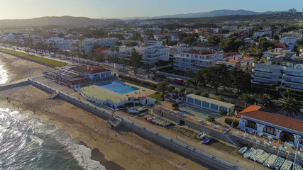 Fototapeta premium Sitges. Coastal village of Barcelona,Spain. Aerial photo by Drone