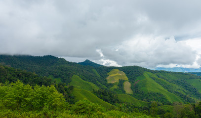 View of the mountain range and sea of mist in the morning