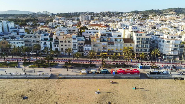 Sitges. Coastal village of Barcelona,Spain. Aerial photo by Drone