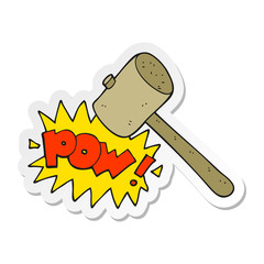 sticker of a cartoon wooden mallet