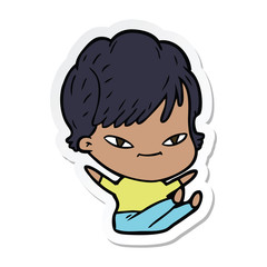 sticker of a cartoon happy woman
