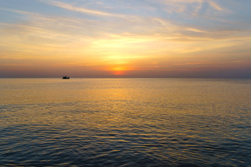 sunset over the sea, Long beach