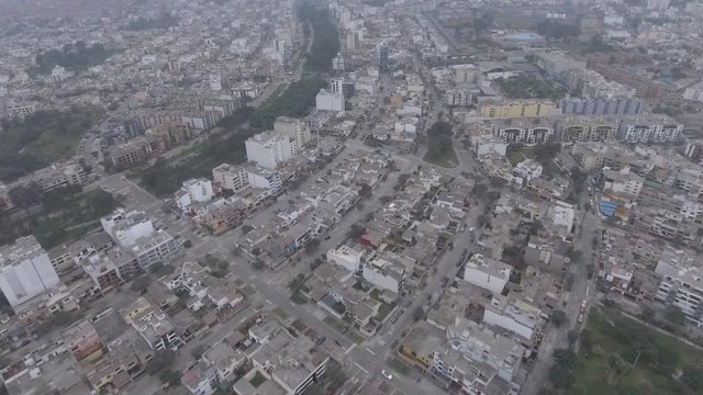 This footage is a zoom in in San Borja, Lima, Peru showing the houses in a luxury district of Lima.