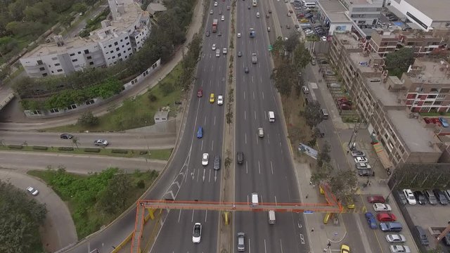 This Footage Was In The Road Panamericana To The South In Lima, Peru. Showing The Cars And The Difference Directions Of The Cars Move