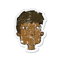 retro distressed sticker of a cartoon curious man