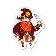 retro distressed sticker of a cartoon pirate captain