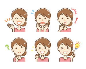 女性　上半身　表情セット　