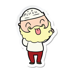 sticker of a man with beard sticking out tongue