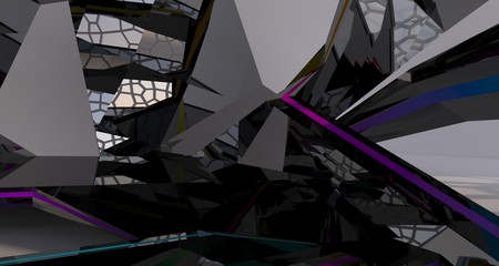 Abstract white and colored gradient  interior multilevel public space with window. 3D illustration and rendering.