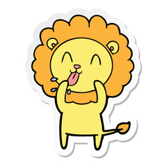 sticker of a happy cartoon lion