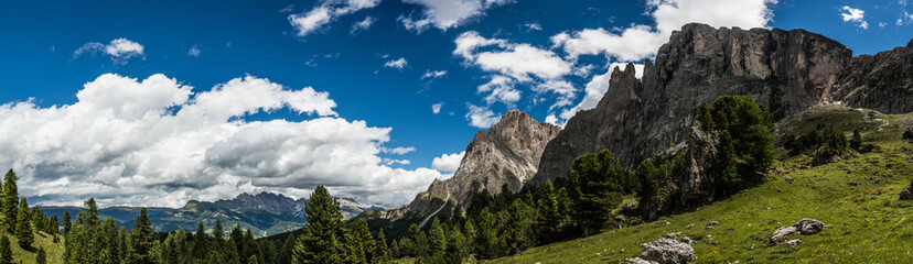 Panorama einer Gebirgslandschaft an einem sonnigen Tag