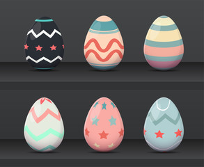 Six Easter Egg With Colorful Ornament Pattern