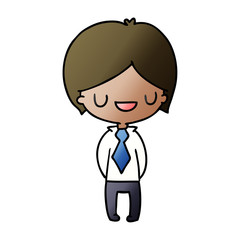 gradient cartoon of a kawaii cute boy