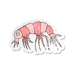 retro distressed sticker of a cartoon shrimp
