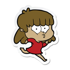 sticker of a cartoon whistling girl