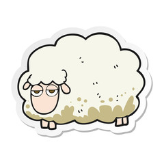 sticker of a cartoon muddy winter sheep