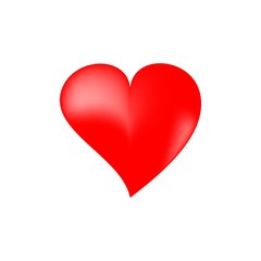 Heart 3D isolated. Red sign on white background. Romantic silhouette symbol linked, join, love, passion and wedding. Colorful mark of valentine day. Design modern element. Vector illustration.