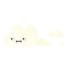 retro illustration style cartoon white cloud