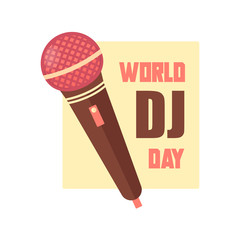 Dj logo design,world dj day.Microphone symbol.Retro style logo