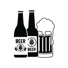 bottles of beer and glass isolated icon