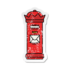 distressed sticker of a cute cartoon british post box