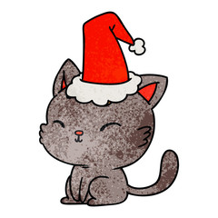 christmas textured cartoon of kawaii cat