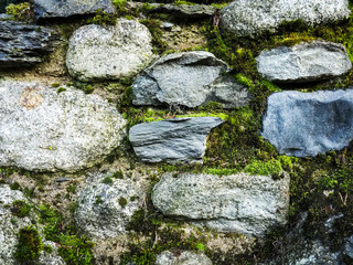 Stone wall with moss