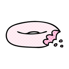 quirky comic book style cartoon bitten donut