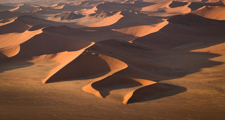 Fototapeta na wymiar sunrise, aerial, desert dunes, Sussusvlei
