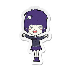sticker of a cartoon happy vampire girl