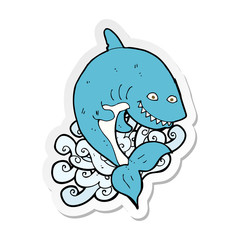 sticker of a cartoon shark