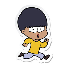 sticker of a cartoon happy boy