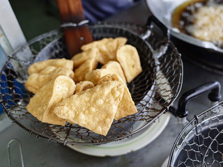 Cooking Fried Tofu, Food Street in Asia                                                                       