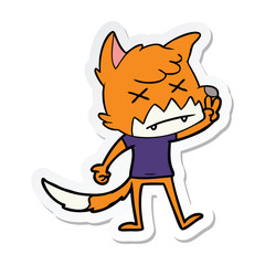 sticker of a cartoon dead fox