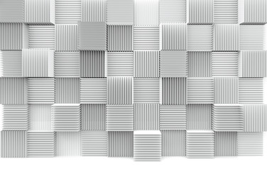 Fototapeta premium 3d rendering. abstract stack of luxury art pattern white cube boxes wall background.