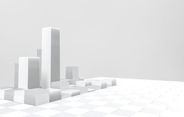 3d rendering. modern futuristic gray architecture building background.