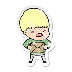 distressed sticker of a cartoon stressed man