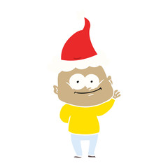 flat color illustration of a bald man staring wearing santa hat
