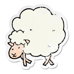 distressed sticker of a cartoon sheep
