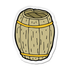 sticker of a cartoon wooden barrel
