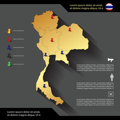 Voting concept – Thailand map with push pins, Thai General Election  information